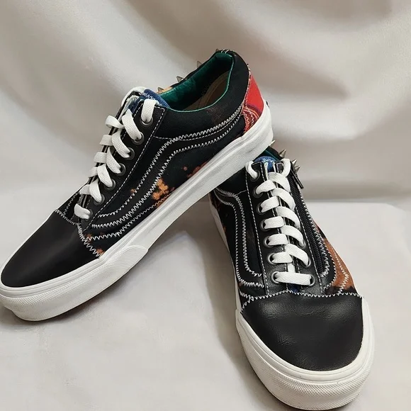 Vans Old Skool Zip Tartan Daze Multi Acid Dye Sneakers (M Size 7.5, W Size 9)